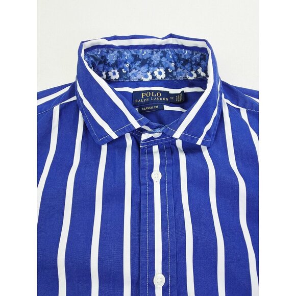 Polo Ralph Lauren Classic Fit Size 12 Womens Blue White Stripe Chest Logo Shirt - Picture 6 of 10
